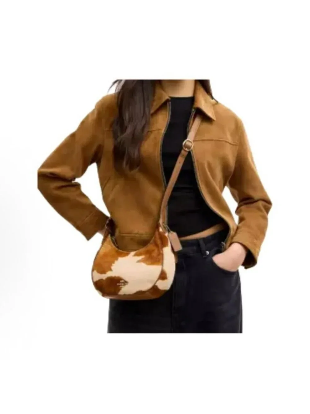 coach Emily Shoulder Bag In Haircalf With Cow Print cdx23